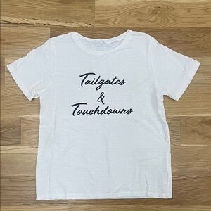 Draper James White T-Shirt with Tailgates & Touchdowns Print